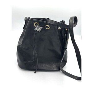 EUC Old Navy Modern Black Leather Bucket Bag With Gold-Tone Grommets